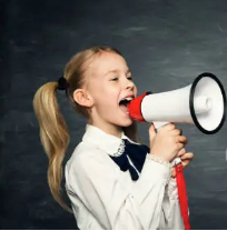student with a megaphone